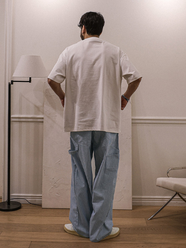 (L-5XL)<BR>비첸 半宽配合 后松紧带 牛仔裤