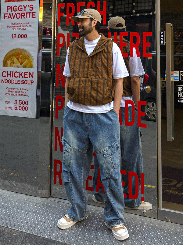 (XL-6XL)<br>만디야 半宽配合 牛仔货物 松紧带裤 1093