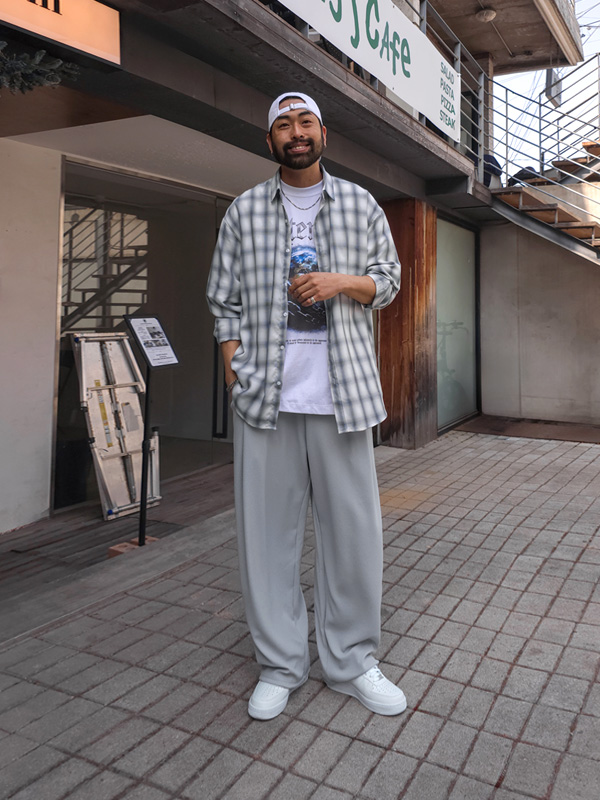 (L-4XL)<BR>라트람 格子衬衫 110