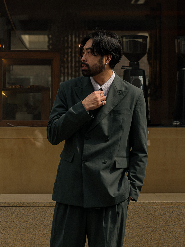 [SET](L-7XL)<br> 필리빗 더블자켓+바틴다 后松紧带 벌룬슬랙스