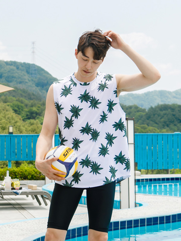 (L-2XL)<br>여행을 떠나요 나뭇잎 防潮无袖衬衫