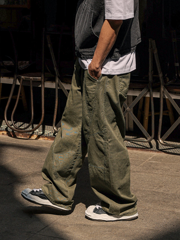 란타르 半宽配合 절개밴딩팬츠