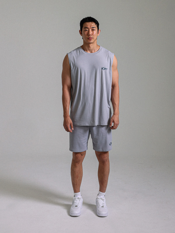 [SET](M-6XL)<BR>크크에 运动套装(背心/短袖T恤+短裤)<br><font color=