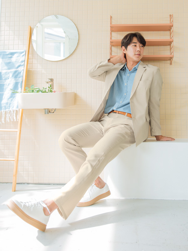[SET](L-6XL)<BR>모그파스 亚麻夹克+브라이언 松紧带宽松裤