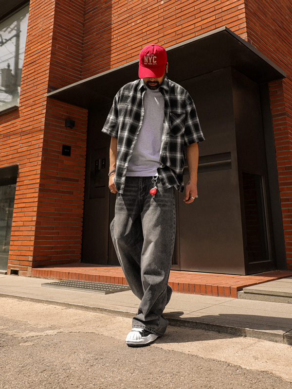 (M-4XL)<br>바트라노 格子短袖衬衫
