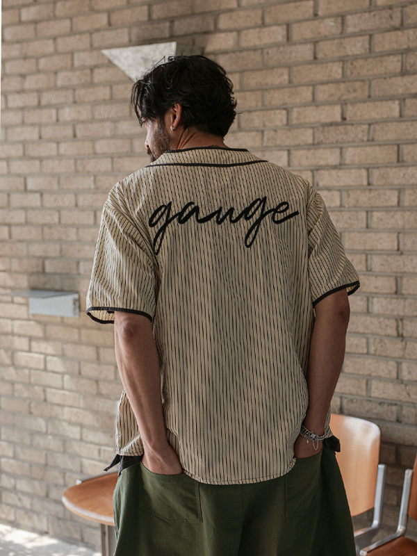 (XL-6XL)<BR>카바르다 条纹 模态的 短袖衬衫