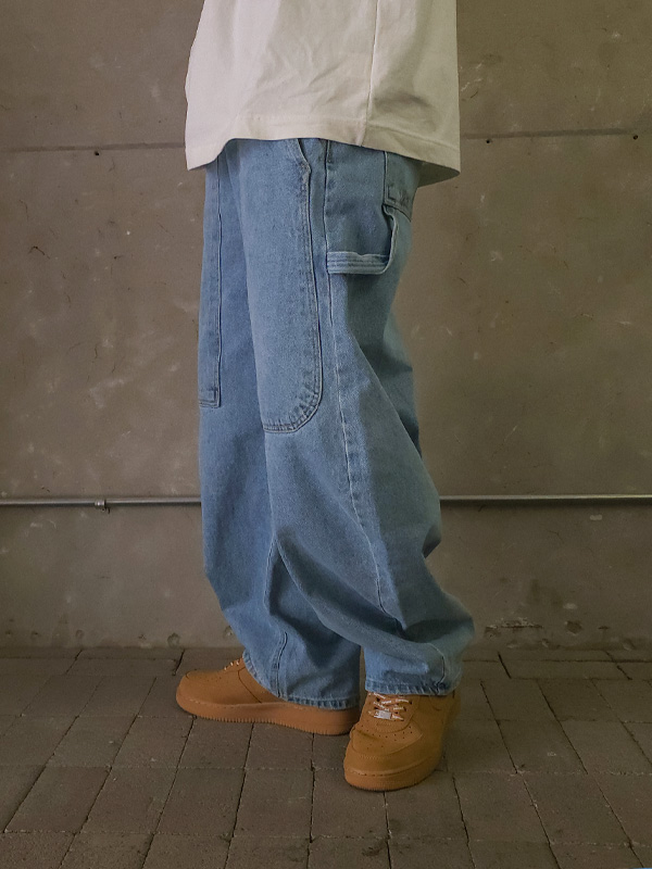 디레이크 커브드 牛仔松紧带裤