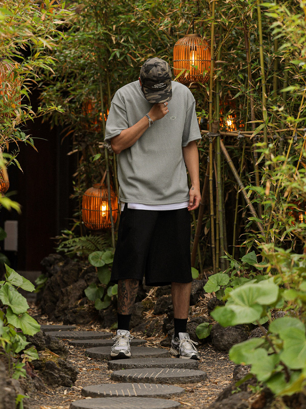 (L-7XL)<BR>로프티 니트지 短袖T恤 T085