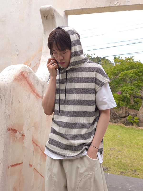 (L-5XL)<BR>주빌리 条纹 带帽马甲