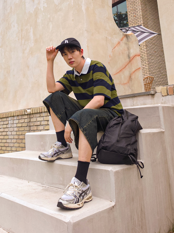써니베일 条纹 短袖领衬衫