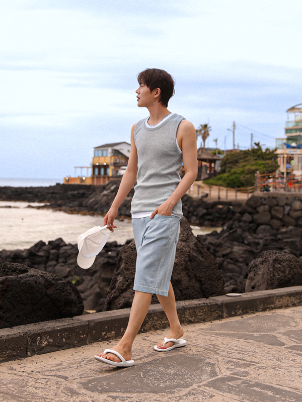 (M-5XL)<br>new 有肋的 망고나시