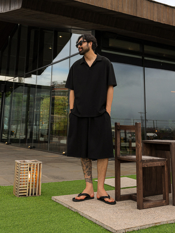 (L-7XL)<br>무티뉴 百褶 短袖领衬衫 S021-T