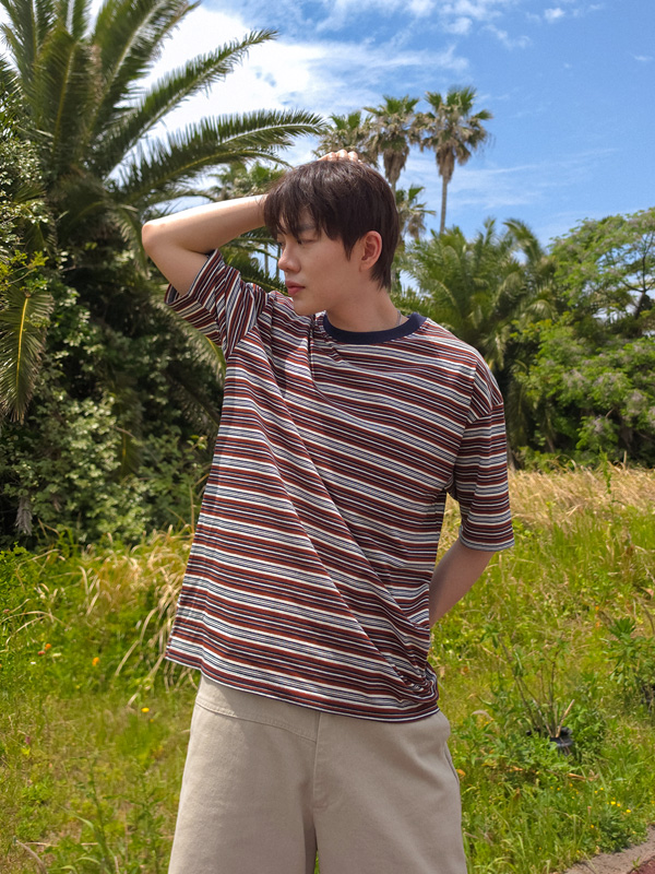 (L-5XL)<br>마시아스 条纹 短袖T恤 T082