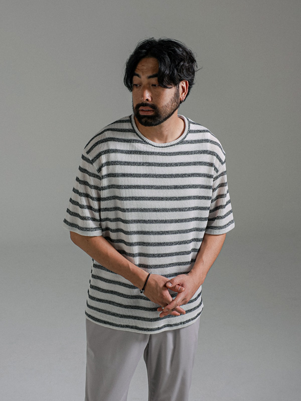 (L-4XL)<br>논코스키 条纹 短袖针织品