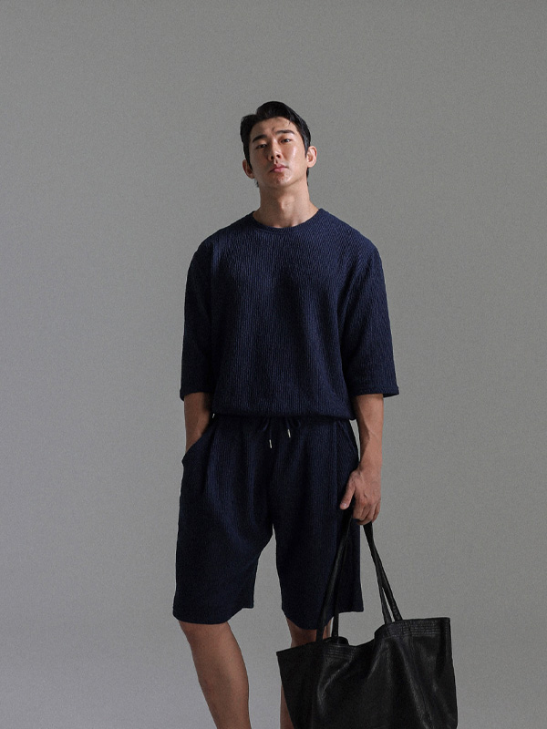 [SET](XL-8XL)<br>샤니아 니트지 7短靴 + 타티아나 니트지 松紧带短裤