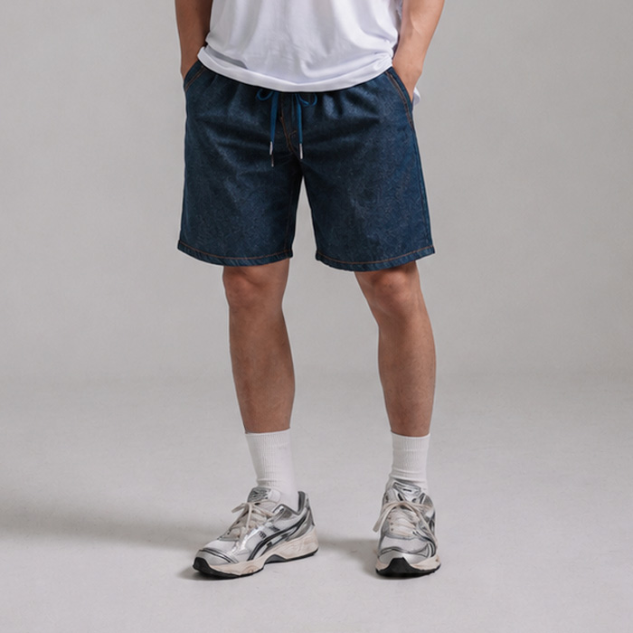 (L-5XL)<BR>마르단 未褪色 생지데님밴딩반바지
