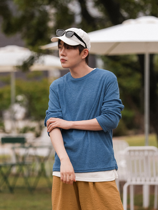 (L-4XL)<BR>픽포드 亚麻 长袖t恤
