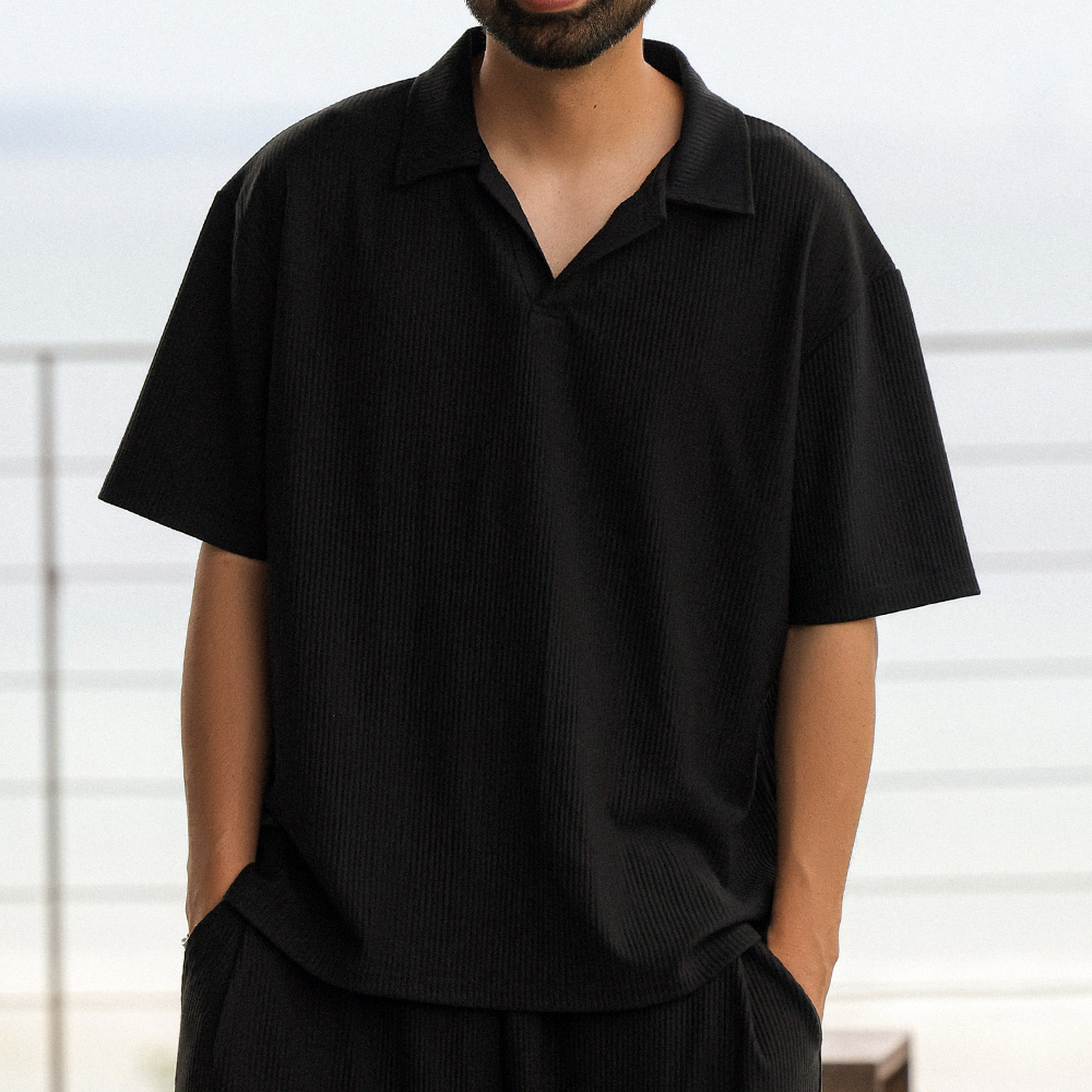 (L-7XL)<br>무티뉴 百褶 短袖领衬衫