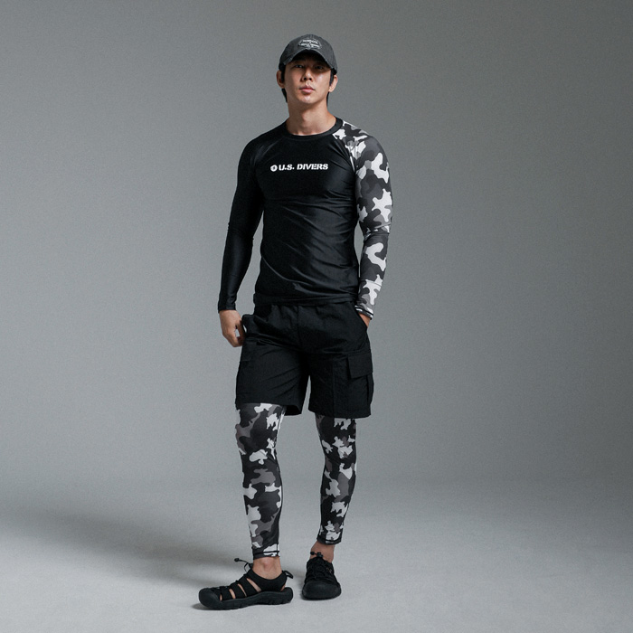 [SET](M-4XL)<BR>무슨 말을 더해 카모 鲁什卫士 + 아직 청춘 카모 水上紧身裤