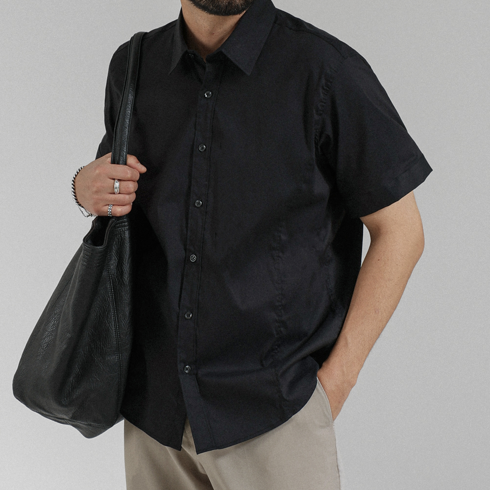 (M-5XL)<br>완벽한날에 短袖衬衫 <br><font color="#098a09"><B>*选择长度 (基础,长款+6cm)</B></font>