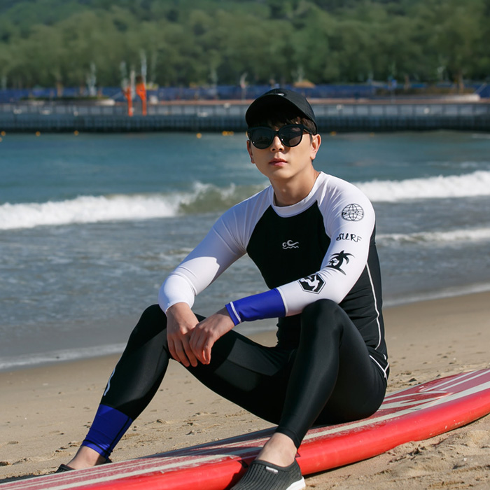 [SET](M-5XL)<BR>하이라이트 鲁什卫士 + 원탑 水上紧身裤