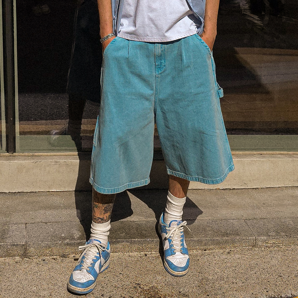 (XL-6XL)<BR>페일린 颜料 后松紧带 裁剪裤 3080