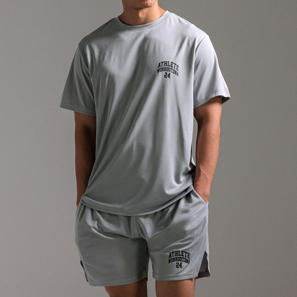 [SET](M-6XL)<br>아미타브 冷却短袖三通 + 로힛 쿨링밴딩반바지 <br><font color=