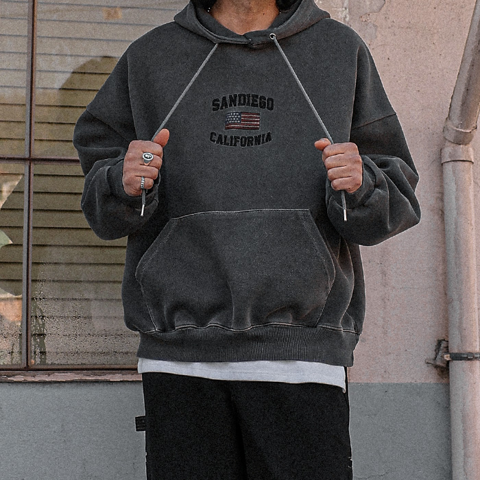 (XL-6XL)<BR>터니스버 颜料 带帽T恤 <br><font color="#098a09"><B>选择长度 (基础,长款+6cm)</B></font>