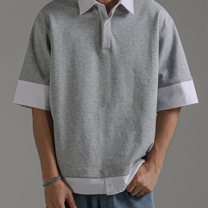 <font color="#cc4533">★오까네데이★</font><br>(L-7XL)<BR>리번어스 分层 短袖领衬衫