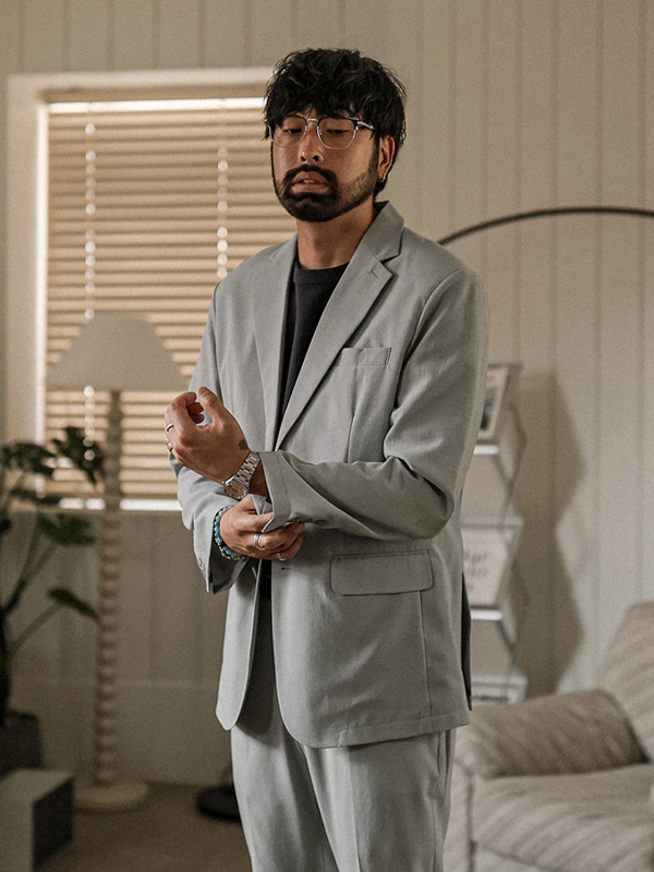[SET](M-4XL)<BR>알쿠르나 外套 + 비스마야 옆밴딩슬랙스