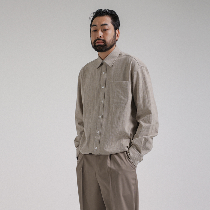(L-6XL)<BR>타페 넣은척 条纹 衬衫