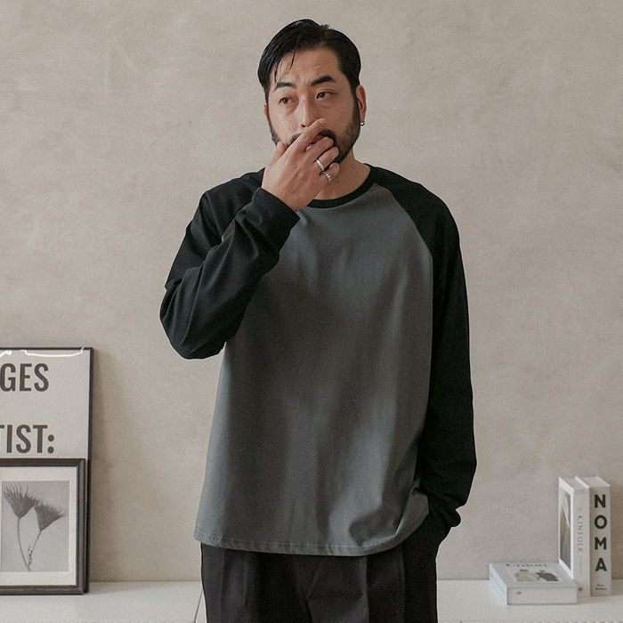 (L-5XL)<BR>아즈비키 配色 长袖t恤