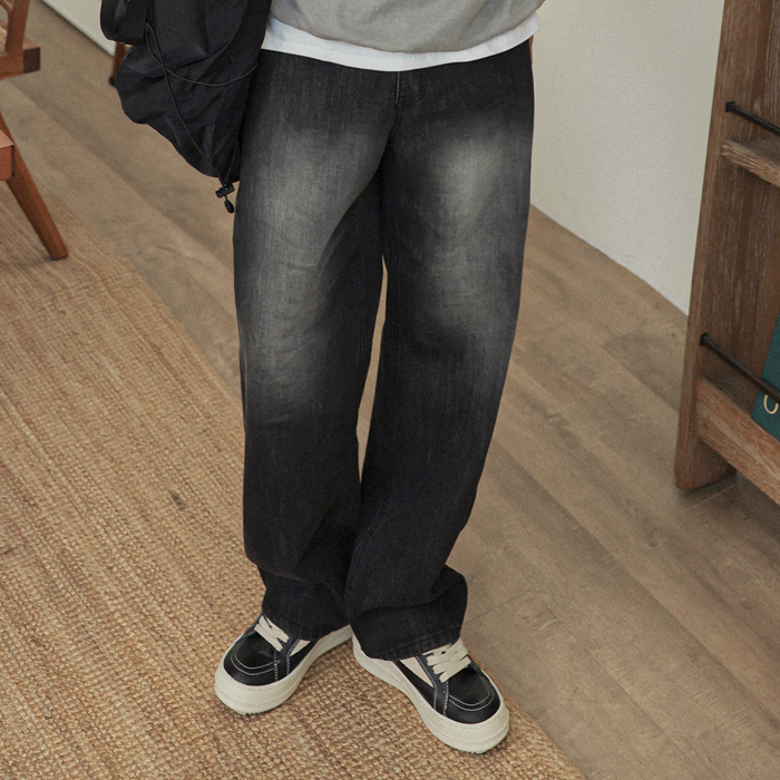 (M-3XL)<BR>라튜크 半宽配合 牛仔裤